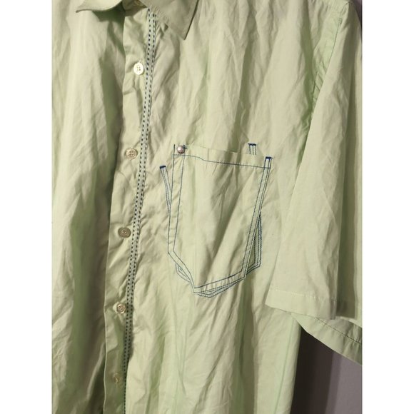 le jean de marithe francois girbaud Green Short Sleeve Button Shirt Size XL - Picture 2 of 6